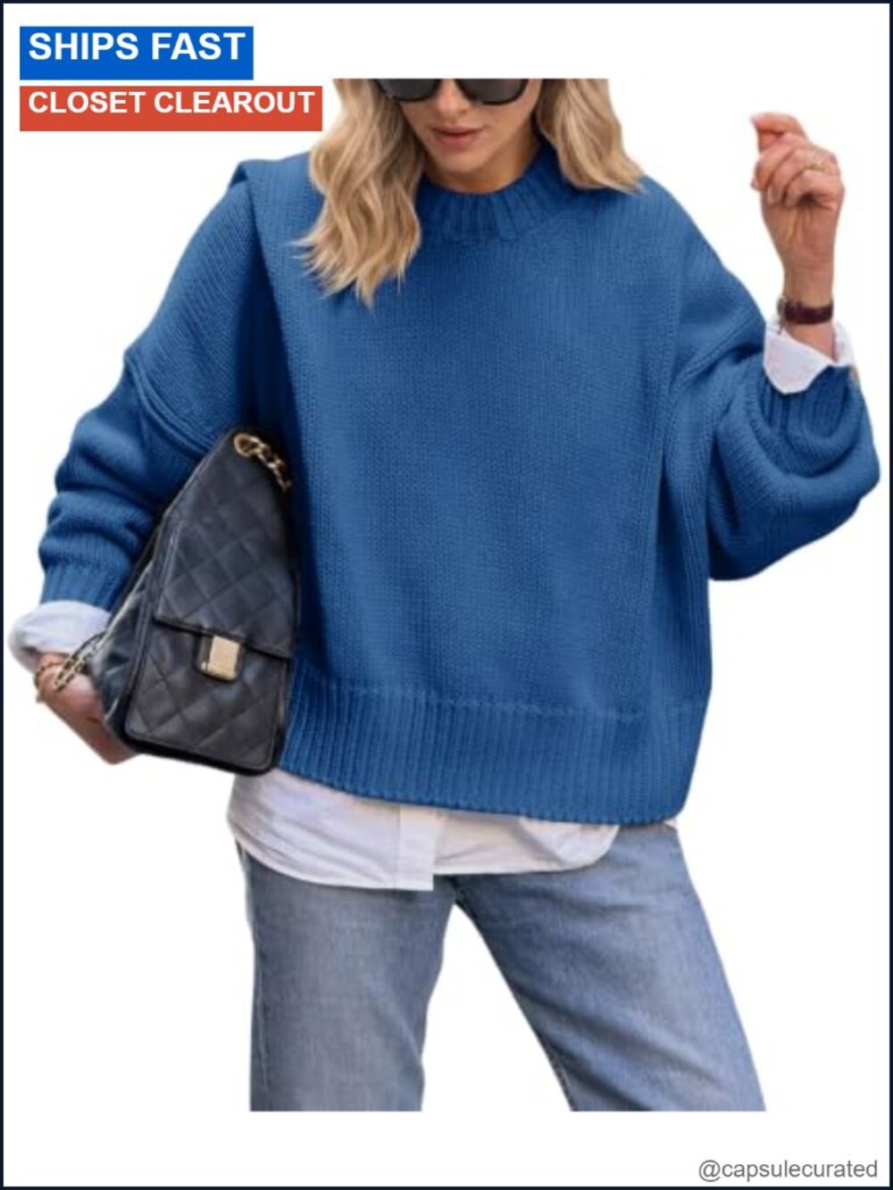 Oversized Chunky Knit Sweater Crew Neck Loose Pullover for Fall Winter